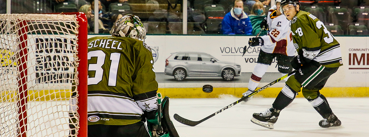 Scheel Leads Stars to 2-1 Shootout Win