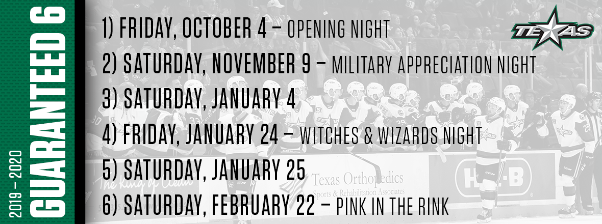 Stars Announce Six Guaranteed Game Dates